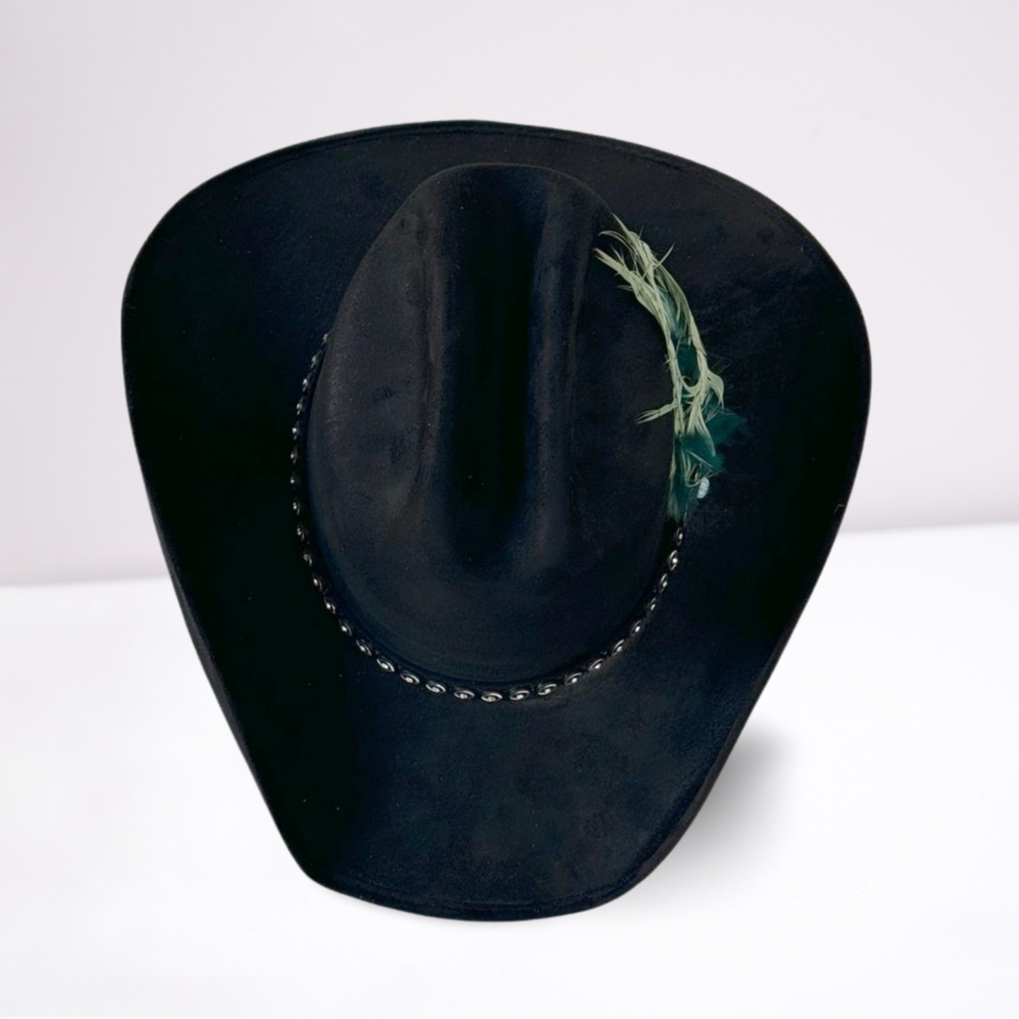 Turquoise Feathered Studded Band Cowboy Hat
